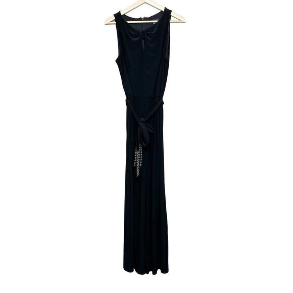 Tommy Hilfiger black sleeveless wide leg jumpsuit with rhinestone embellished ti - Picture 1 of 14